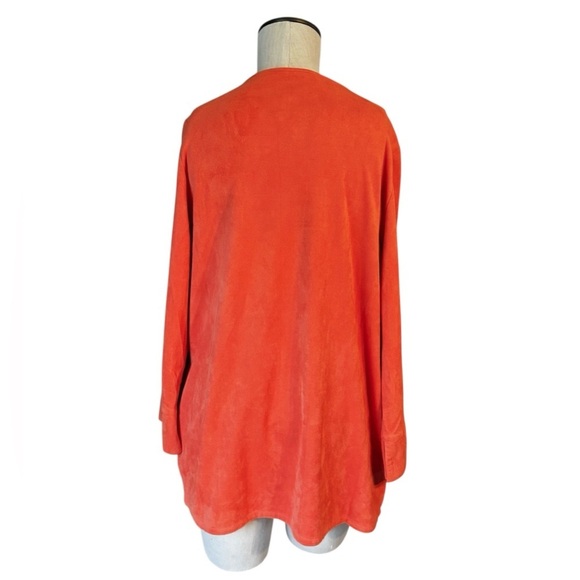 Gretchen Scott Faux Suede Waterfall Draped Open Cardigan-Orange- Sz S - Picture 2 of 9